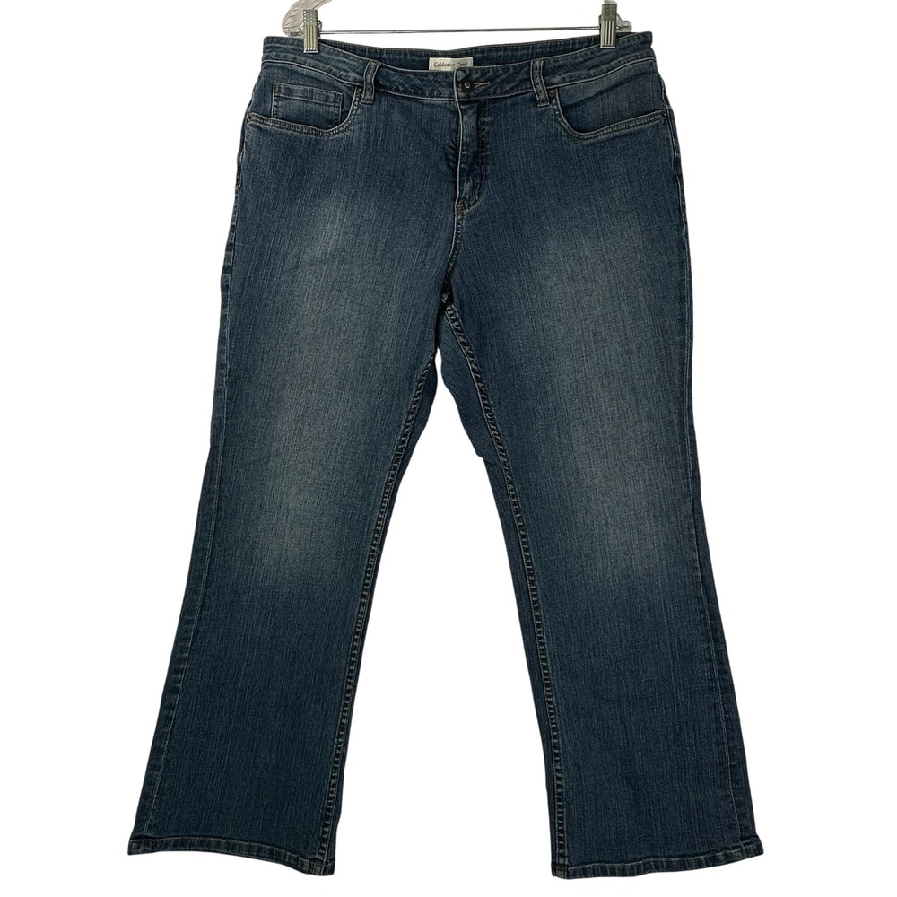 Coldwater Creek Womens Petite 16 Straight Leg Jeans Medium Wash Blue Stretch P16